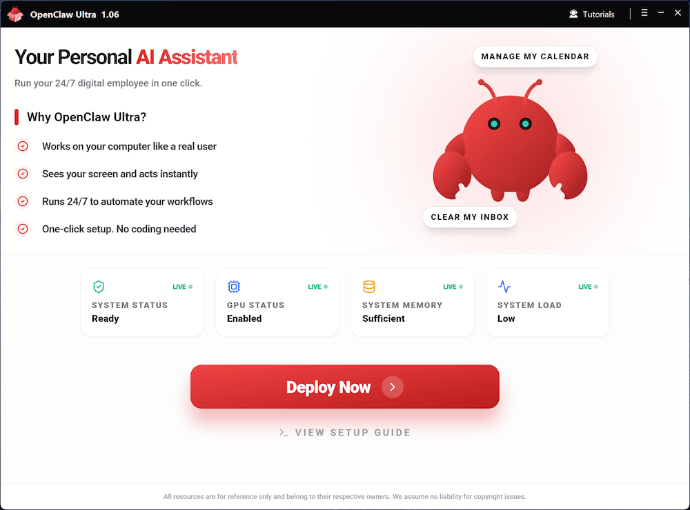 OpenClaw Ultra Main Interface