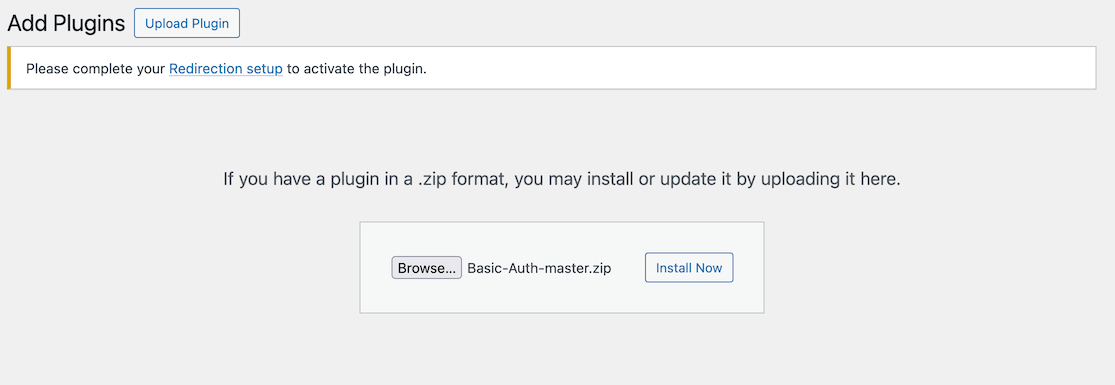 Upload WordPress plugin